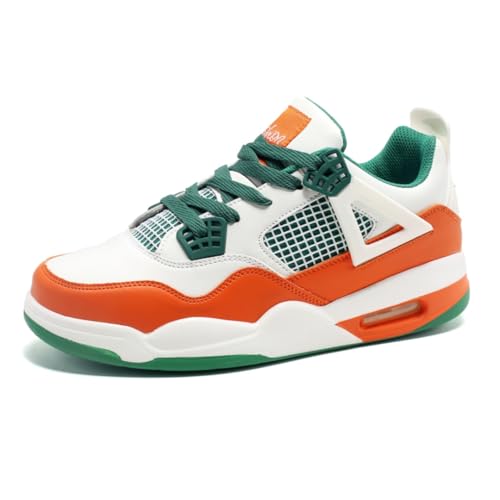 Sixfox AJ4 He rren Sportschuhe Große Größe Sportschuhe Herren Basketballschuhe Mode Sport Basketballschuhe Unisex Retro-Schuhe Orange GrünEU37 von Sixfox