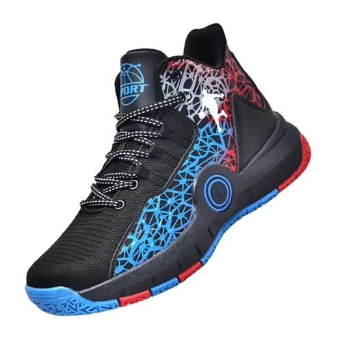 Sixfox Basketballschuhe Trainingsschuhe Sportschuhe rutschfeste atmungsaktive Laufschuhe für Erwachsene Jugendtrainingsschuhe Sportschuhe 803Schwarz-BlauEU44 von Sixfox