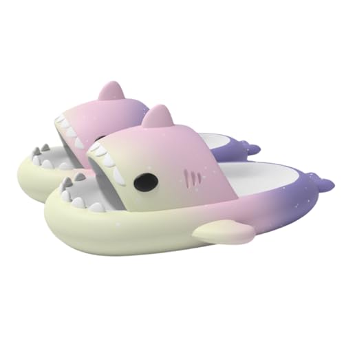 Sixfox Damen Herren Kinder Shark Slides Hai Slippers Hausschuhe Unisex Sandalen Rutschfest Badeschuhe Schlappen Home PantoffelnStrandpantoffeln Badepantoffeln L1688gelb lila38/39 von Sixfox