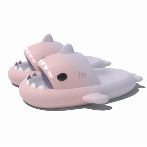 Sixfox Damen Herren Kinder Shark Slides Hai Slippers Hausschuhe Unisex Sandalen Rutschfest Badeschuhe Schlappen Home PantoffelnStrandpantoffeln Badepantoffeln SY-8881Pink Lila42/43 von Sixfox