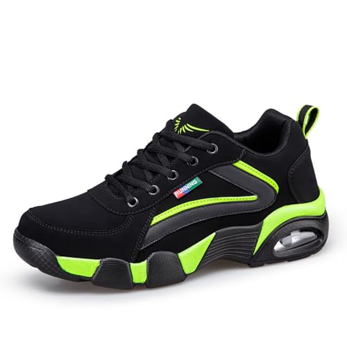 Sixfox Damen Straßenlaufschuhe Sportschuhe Fitness Sportschuhe Laufschuhe Tennisschuhe Casual Herren Walkingschuhe Modisch, Leicht und Atmungsaktiv Schwarz und Grün46EU von Sixfox