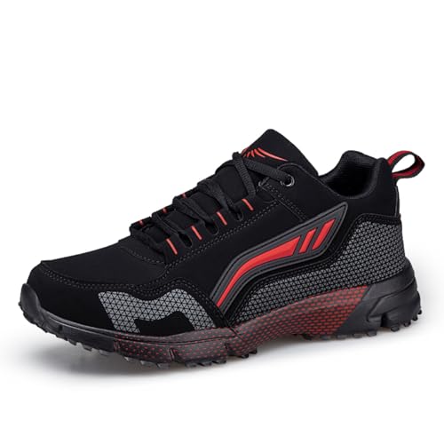 Sixfox Damen Straßenlaufschuhe Sportschuhe Fitness Sportschuhe Laufschuhe Tennisschuhe Casual Herren Walkingschuhe Modisch, Leicht und Atmungsaktiv Schwarz und Rot45 von Sixfox