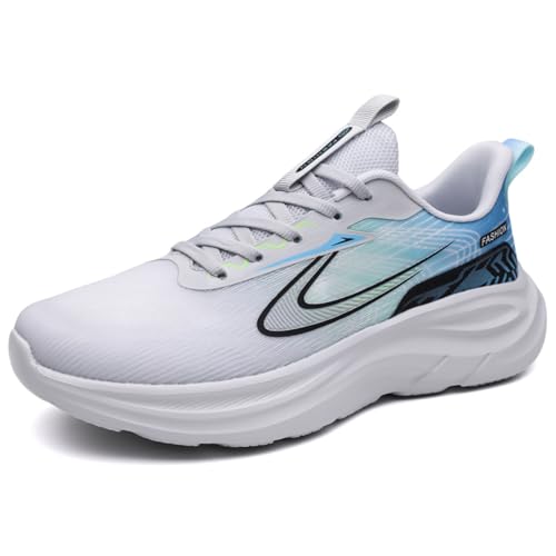 Sixfox Damen Straßenlaufschuhe Sportschuhe Fitness Sportschuhe Laufschuhe Tennisschuhe Casual Herren Walkingschuhe Modisch, Leicht und Atmungsaktiv Weiß und Blau42 EU von Sixfox