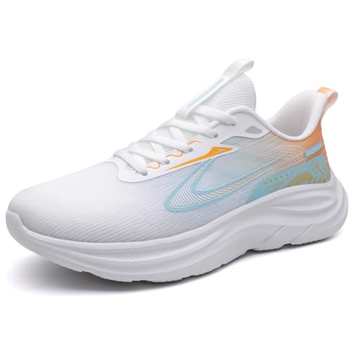 Sixfox Damen Straßenlaufschuhe Sportschuhe Fitness Sportschuhe Laufschuhe Tennisschuhe Casual Herren Walkingschuhe Modisch, Leicht und AtmungsaktivGrau und Orange40 EU von Sixfox