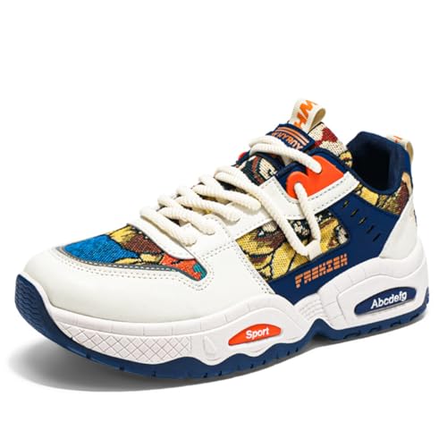 Sixfox Freizeitschuhe für Herren, Sportschuhe, Sneaker im Nischendesign, modische Straßenschuhe,Vier Jahreszeiten Mode Schuhe Leinwand Atmungsaktive Damen Sneakers 5Beigeblau44EU von Sixfox