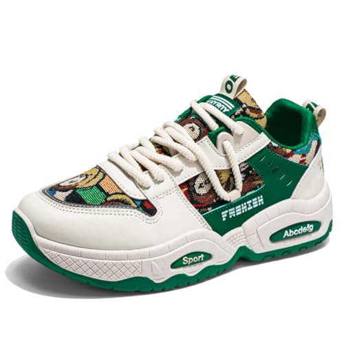 Sixfox Freizeitschuhe für Herren, Sportschuhe, Sneaker im Nischendesign, modische Straßenschuhe,Vier Jahreszeiten Mode Schuhe Leinwand Atmungsaktive Damen Sneakers Beigegrün44EU von Sixfox