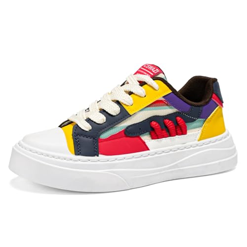 Sixfox Freizeitschuhe für Herren, Sportschuhe, Sneaker im Nischendesign, modische Straßenschuhe,Vier Jahreszeiten Mode Schuhe Leinwand Atmungsaktive Damen Sneakers gelbEU41 von Sixfox