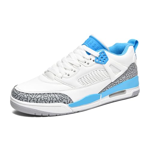 Sixfox He rren Sportschuhe Große Größe Sportschuhe Herren Basketballschuhe Mode Sport Basketballschuhe Unisex Retro-Schuhe 345Weiß Blau42 von Sixfox