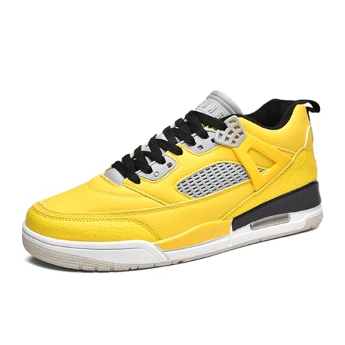 Sixfox He rren Sportschuhe Große Größe Sportschuhe Herren Basketballschuhe Mode Sport Basketballschuhe Unisex Retro-Schuhe 345Weiß Gelb38 von Sixfox