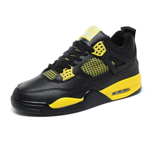 Sixfox He rren Sportschuhe Große Größe Sportschuhe Herren Basketballschuhe Mode Sport Basketballschuhe Unisex Retro-Schuhe Schwarz und GelbEU44 von Sixfox