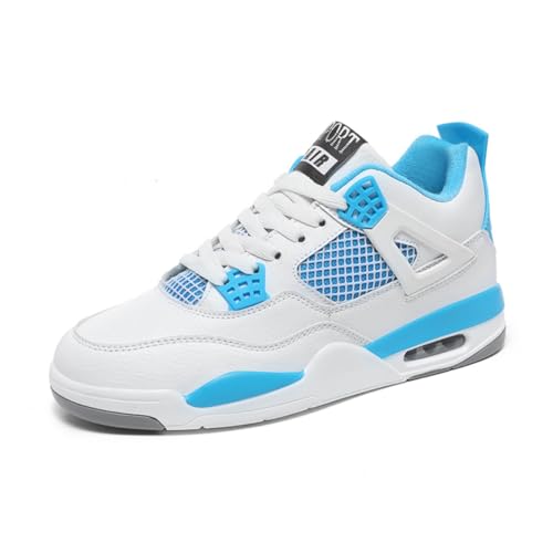 Sixfox He rren Sportschuhe Große Größe Sportschuhe Herren Basketballschuhe Mode Sport Basketballschuhe Unisex Retro-Schuhe Weiß BlauEU39 von Sixfox