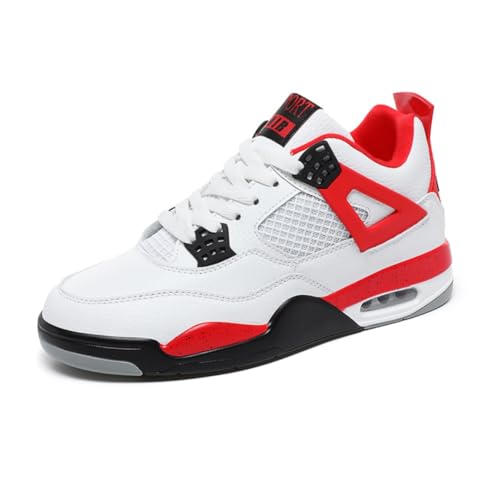 Sixfox He rren Sportschuhe Große Größe Sportschuhe Herren Basketballschuhe Mode Sport Basketballschuhe Unisex Retro-Schuhe Weiß und RotEU 39 von Sixfox