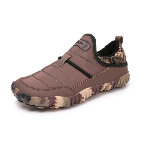 Sixfox Herren Fünf-Finger-Plüsch-Baumwollschuhe Outdoor-Multifunktions-Wanderschuhe Damen Schneestiefel Campingschuhe rutschfest warm 2509-1Braun42 von Sixfox