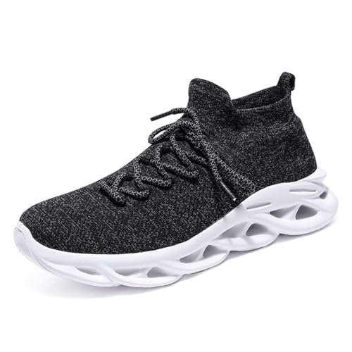 Sixfox Herren Sneaker, Business Casual Schuhe, Leichte Sneaker zum Gehen und Laufen, Sockenschuhe, Modische Paarschuhe, Slipper, Modische Übergrößenschuhe 8052Weiß-Schwarz42EU von Sixfox