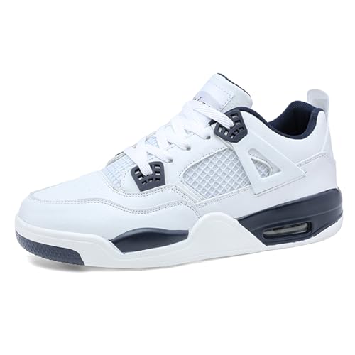 Sixfox Herren Sportschuhe Große Größe Sportschuhe Herren Basketballschuhe Mode Sport Basketballschuhe Unisex Retro-Schuhe dunkelblau weiß37EU von Sixfox