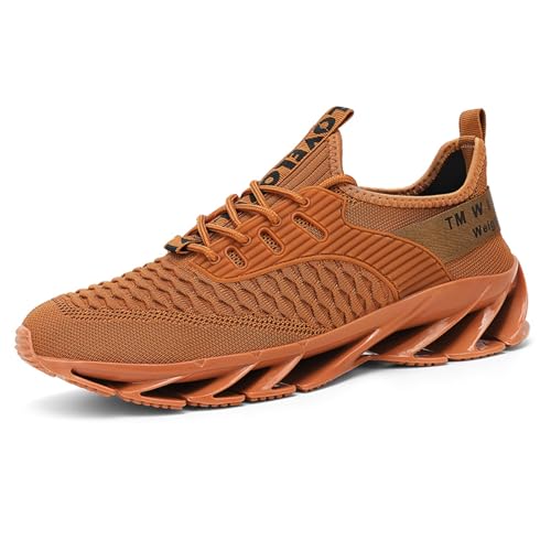 Sixfox Herren Sportschuhe Outdoor Laufschuhe Atmungsaktive rutschfeste Straßenschuhe Größe Girls Fly gewebte Schuhe BraunEU41 von Sixfox