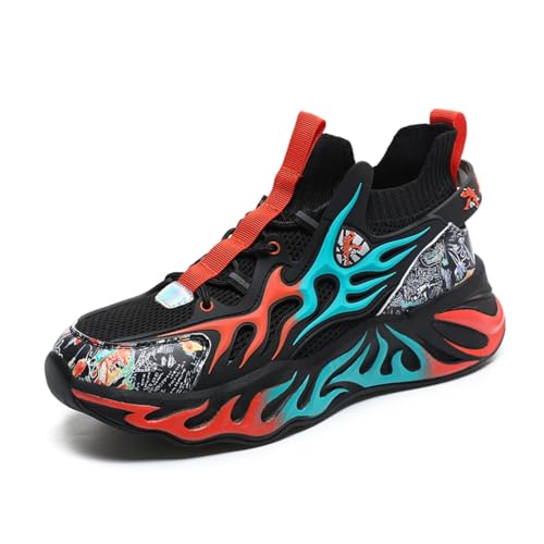 Sixfox Herren Sportschuhe Outdoor Laufschuhe Atmungsaktive rutschfeste Straßenschuhe Mode Lässige Herrenschuhe Mesh Verschleißfeste Sportschuhe Schwarz und Orange39 von Sixfox