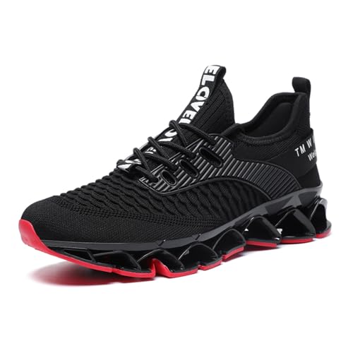 Sixfox Herren Sportschuhe Outdoor Laufschuhe Atmungsaktive rutschfeste Straßenschuhe Schwarz-EU45 von Sixfox