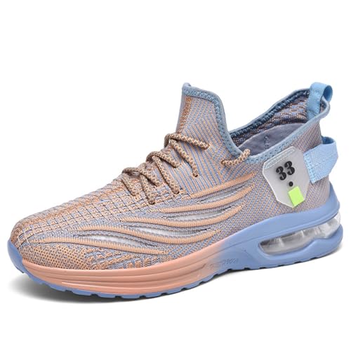 Sixfox Herren Sportschuhe Outdoor Laufschuhe Atmungsaktive und rutschfeste Straßenschuhe Leichte Sport Running Damen Straßenschuhe 9008Braun42EU von Sixfox