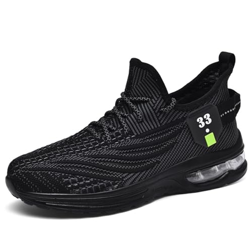Sixfox Herren Sportschuhe Outdoor Laufschuhe Atmungsaktive und rutschfeste Straßenschuhe Leichte Sport Running Damen Straßenschuhe 9008Schwarz40EU von Sixfox