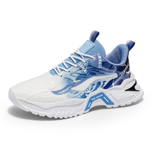 Sixfox Herren Sportschuhe Outdoor Laufschuhe Atmungsaktive und rutschfeste Straßenschuhe Leichte Sport Running Damen Straßenschuhe 9177Blau44EU von Sixfox