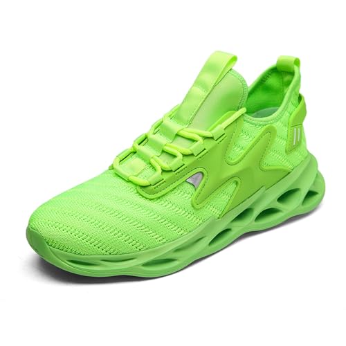 Sixfox Herren Sportschuhe Outdoor Laufschuhe Atmungsaktive und rutschfeste Straßenschuhe Leichte Sport Running Damen Straßenschuhe S105Grün38EU von Sixfox