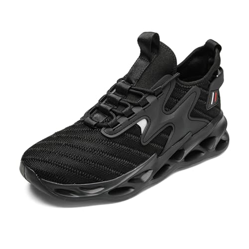 Sixfox Herren Sportschuhe Outdoor Laufschuhe Atmungsaktive und rutschfeste Straßenschuhe Leichte Sport Running Damen Straßenschuhe S105Schwarz46EU von Sixfox