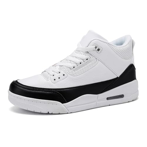Sixfox Herren-Sportschuhe große Turnschuhe Mode Sport Basketballschuhe Herren- und Damen-Retro-Schuhe Freizeitschuhe Z-3Weiß schwarz47EU von Sixfox