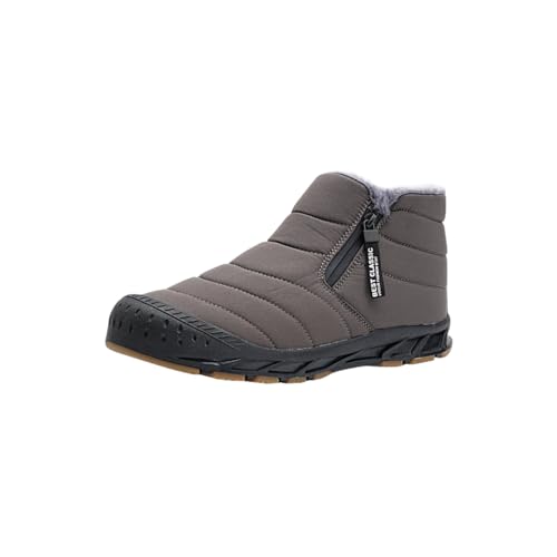 Sixfox Herren Winterschuhe Winterstiefel Warme Damen Wanderschuhe Schneestiefel Baumwollschuhe High-Top Anti-Rutsch Warm Grau45 von Sixfox