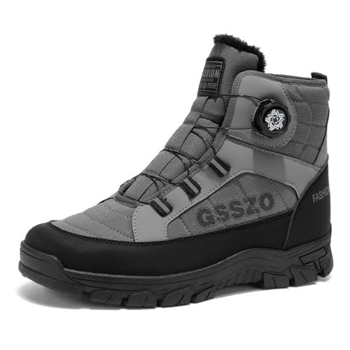 Sixfox Herren Winterschuhe Winterstiefel Warme Wanderschuhe Schneestiefel Damen Baumwollschuhe Rutschfeste Warme High-Top Drehknopfstiefel Grau46 Sixfox Herren Winterschuhe Winterstiefel Warme Wanderschuhe Schneestiefel Damen Baumwollschuhe Rutschfeste Warme High-Top Drehknopfstiefel Grau46 von Sixfox