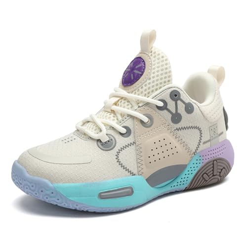Sixfox Jugend Basketballschuhe High-Top Sportschuhe Kinder Knöchelhohe Sportschuhe Outdoor Basketballschuhe Trainingsschuhe rutschfest und Atmungsaktiv 85888Weiß Blau33EU von Sixfox