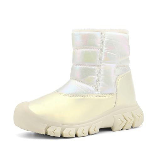 Sixfox Jungen Schneestiefel Mädchen Outdoor High-Top Baumwollschuhe Winter Wanderschuhe Kinder Baumwollschuhe rutschfest und warm9985Beige30EU von Sixfox