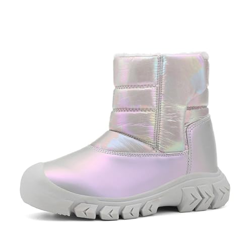 Sixfox Jungen Schneestiefel Mädchen Outdoor High-Top Baumwollschuhe Winter Wanderschuhe Kinder Baumwollschuhe rutschfest und warm9985Grau38EU von Sixfox