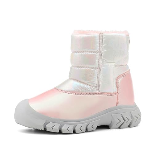 Sixfox Jungen Schneestiefel Mädchen Outdoor High-Top Baumwollschuhe Winter Wanderschuhe Kinder Baumwollschuhe rutschfest und warm9985Rosa31EU von Sixfox