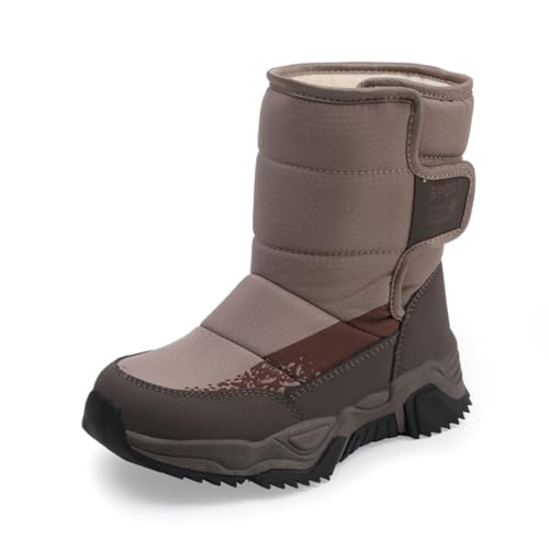 Sixfox Jungen Schneestiefel Mädchen Outdoor High-Top Baumwollschuhe Winter Wanderschuhe Kinder Baumwollschuhe rutschfest und warmA295Dunkelgrün31EU von Sixfox