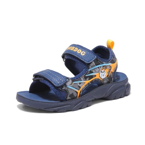 Sixfox Jungen und Mädchen Sandalen Kinder Sommersandalen Strand Wandersandalen Wandersandalen Sport Outdoor Wasserdicht Modeschuhe K444DunkelblauEU33 von Sixfox