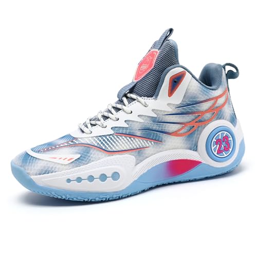 Sixfox Kampf-Basketballschuhe Herrenschuhe rutschfeste atmungsaktive Outdoor-Sportschuhe große Schuhe elastische verschleißfeste Schuhe2551Weiß und Blau41 von Sixfox