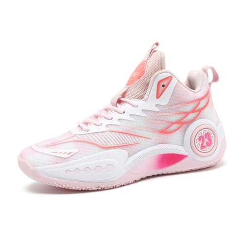 Sixfox Kampf-Basketballschuhe Herrenschuhe rutschfeste atmungsaktive Outdoor-Sportschuhe große Schuhe elastische verschleißfeste Schuhe2551Weiß und Rosa42 von Sixfox