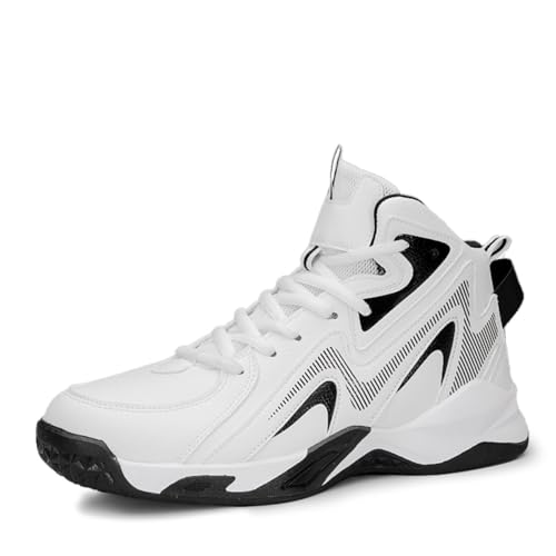Sixfox Kampf-Basketballschuhe Herrenschuhe rutschfeste atmungsaktive Outdoor-Sportschuhe große Schuhe elastische verschleißfeste Schuhe9871AWeiß und Schwarz40 von Sixfox