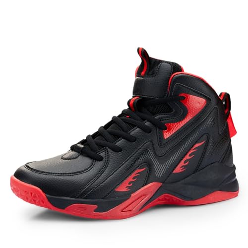 Sixfox Kampf-Basketballschuhe Herrenschuhe rutschfeste atmungsaktive Outdoor-Sportschuhe große Schuhe elastische verschleißfeste Schuhe9871Schwarz und Rot45 von Sixfox