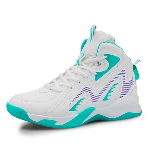 Sixfox Kampf-Basketballschuhe Herrenschuhe rutschfeste atmungsaktive Outdoor-Sportschuhe große Schuhe elastische verschleißfeste Schuhe9871Weiß und Mondlicht41 von Sixfox