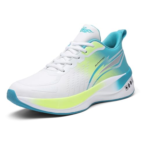 Sixfox Kampftrainingsschuhe Sportschuhe Basketballschuhe rutschfeste atmungsaktive Laufschuhe für Erwachsene in Übergröße9668Weiß-Blau-GrünEU43 von Sixfox