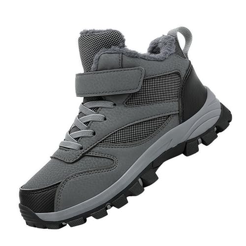 Sixfox Kinder Barfußschuhe Unisex Winter Wasserdicht Outdoor Winter Kinderschuhe Winterschuhe Jungen Mädchen wasserdichte Wanderstiefel 8865GrauEU39 von Sixfox