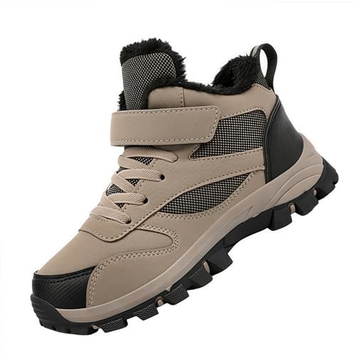 Sixfox Kinder Barfußschuhe Unisex Winter Wasserdicht Outdoor Winter Kinderschuhe Winterschuhe Jungen Mädchen wasserdichte Wanderstiefel 8865KhakiEU30 von Sixfox