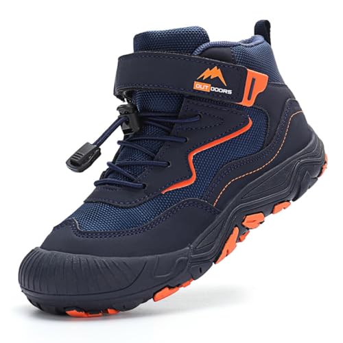 Sixfox Kinder Barfußschuhe Unisex Winter Wasserdicht Outdoor Winter Kinderschuhe Winterschuhe Jungen Mädchen wasserdichte Wanderstiefel K005Dunkelblau37EU von Sixfox