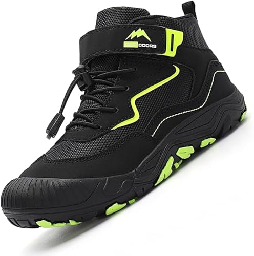 Sixfox Kinder Barfußschuhe Unisex Winter Wasserdicht Outdoor Winter Kinderschuhe Winterschuhe Jungen Mädchen wasserdichte Wanderstiefel K005Schwarz35EU von Sixfox