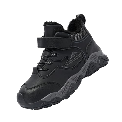 Sixfox Kinder Barfußschuhe Unisex Winter Wasserdicht Outdoor Winter Kinderschuhe Winterschuhe Jungen Mädchen wasserdichte Wanderstiefel L8818DunkelgrauEU33 von Sixfox