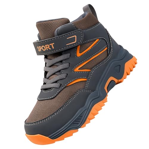 Sixfox Kinder Barfußschuhe Unisex Winter Wasserdicht Outdoor Winter Kinderschuhe Winterschuhe Jungen Mädchen wasserdichte Wanderstiefel W20GrauEU29 von Sixfox