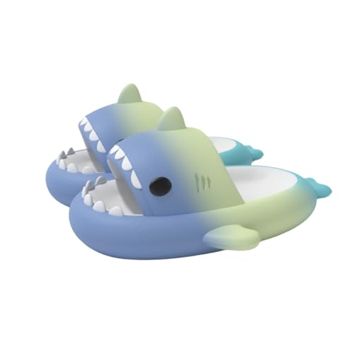 Sixfox Kinder Hai Hausschuhe Jungen und Mädchen Universal Sandalen rutschfeste Badepantoffeln Home Slippers Strandpantoffeln Badelatschen Blau, Gelb, Grün2 von Sixfox