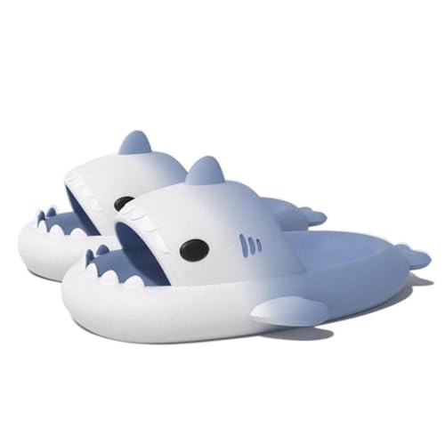 Sixfox Kinder Hai Hausschuhe Jungen und Mädchen Universal Sandalen rutschfeste Badepantoffeln Home Slippers Strandpantoffeln Badelatschen blau weiß2 von Sixfox